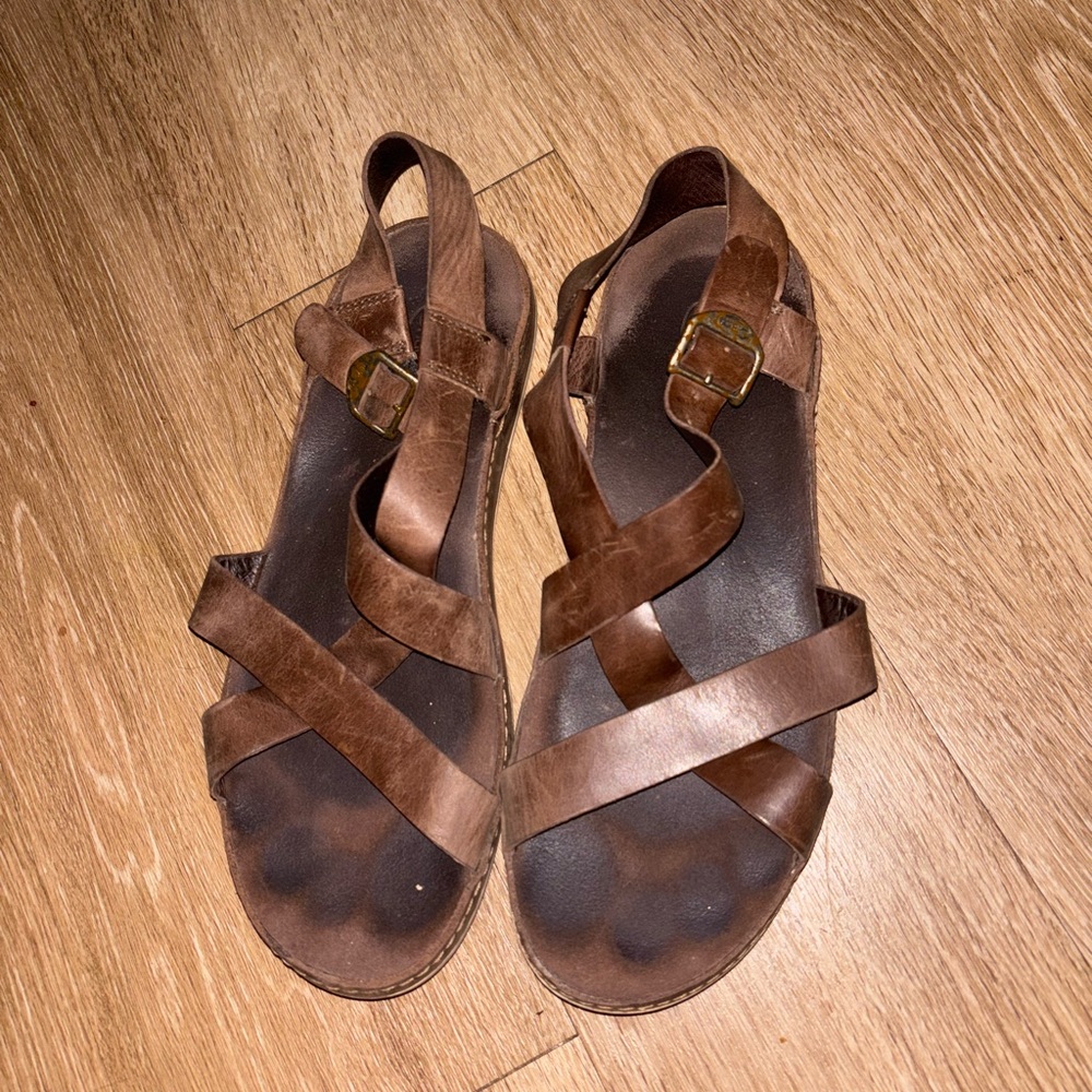 Chaco Brown Leather Strappy Sandals